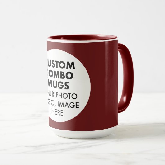Round Frame Photo Logo Large Maroon Custom Combo Tasse (VorderseiteRechts)