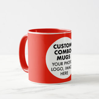 Round Frame Photo Logo Red Custom Combo Tasse
