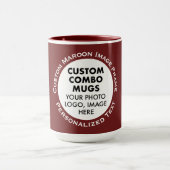 Round Frame Photo & Text Large Maroon Custom Combo Tasse (Zentrum)