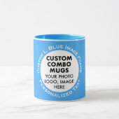 Round Frame Photo + Text Light Blue Custom Combo Tasse (Zentrum)