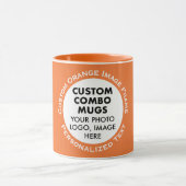Round Frame Photo + Text Orange Custom Combo Tasse (Zentrum)