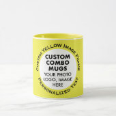 Round Frame Photo + Text Yellow Custom Combo Tasse (Zentrum)