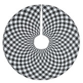 Round Gingham Karo Schwarz-weiß Polyester Weihnachtsbaumdecke (Vorderseite)