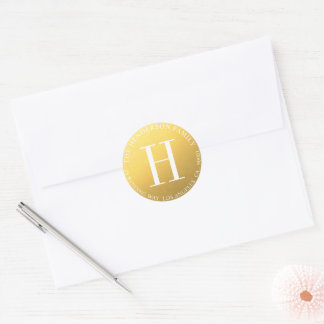 Round Gold Monogram Wedding Umschlag Aufkleber