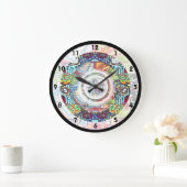 Round Grafitti Wall Clock Große Wanduhr (Zuhause)