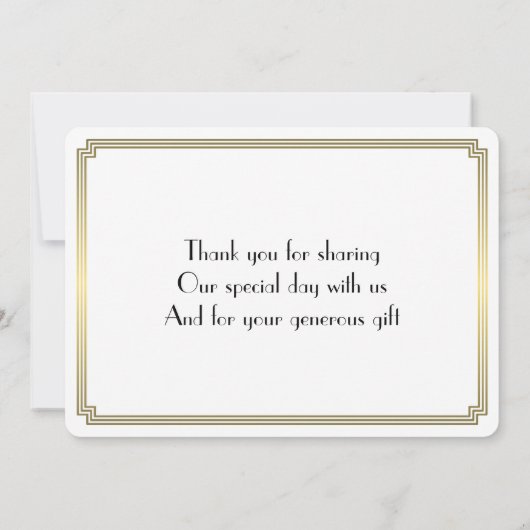 Round Great Gatsby Art Deco Gold Wedding Vielen Da Dankeskarte (Rückseite)