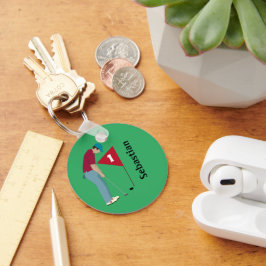 Round Green Golf Theme Schlüsselanhänger