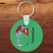 Round Green Golf Theme Schlüsselanhänger (Vorderseite)
