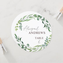 Round Greenerity Foliage Wedding Guest Platzkarte