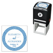 Round griech Key S Frame Names Datum Hochzeit Permastempel (Beispiel)