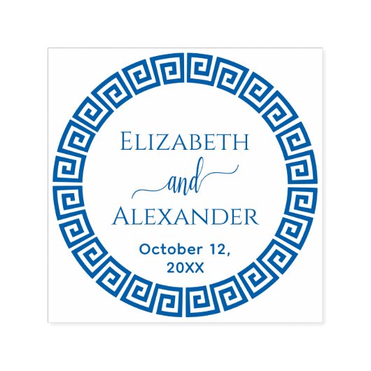 Round griech Key S Frame Names Datum Hochzeit Permastempel (Design)