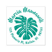 Round Hawaiian Address Briefmarke Monstera Selbstf Permastempel (Design)