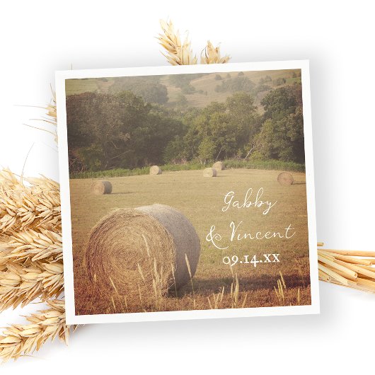 Round Hay Bales Farm Wedding Napkins Serviette