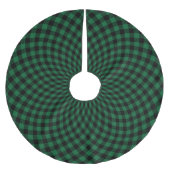 Round Hunter Green Kariert Karo Polyester Weihnachtsbaumdecke (Vorderseite)