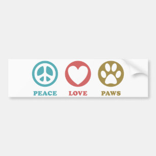 Round Icons Peace Liebe Paws Autoaufkleber