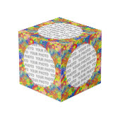 Round in Square Frame Blume Power 1 + Ihr Foto Würfel (Rückseite Schrägansicht)