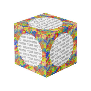 Round in Square Frame Blume Power 1 + Ihr Foto Würfel