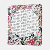 Round in Square Frame Blume Power 2 + Ihr Foto Keramikornament (Links)