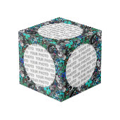 Round in Square Frame Blume Power 3 + Ihr Foto Würfel (Rückseite Schrägansicht)