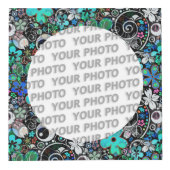 Round in Square Frame Blume Power 3 + Ihr Foto Würfel (Vorderseite)