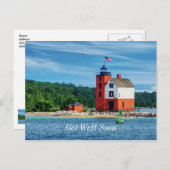 Round Island Lighthouse bald wieder gut Postkarte (Vorne/Hinten)