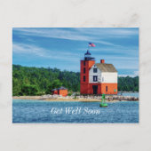 Round Island Lighthouse bald wieder gut Postkarte (Vorderseite)