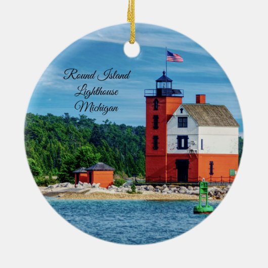 Round Island Lighthouse Keramik Ornament (Hinten)