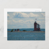 Round Island Lighthouse, Mackinac Island, Michigan Postkarte (Vorne/Hinten)