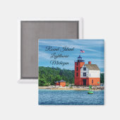 Round Island Lighthouse Magnet (Vorderseite/Rückseite)