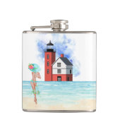 Round Island Lighthouse Vinyl Wrapped Flask Flachmann (Vorderseite)
