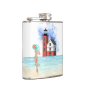 Round Island Lighthouse Vinyl Wrapped Flask Flachmann (Rechts)