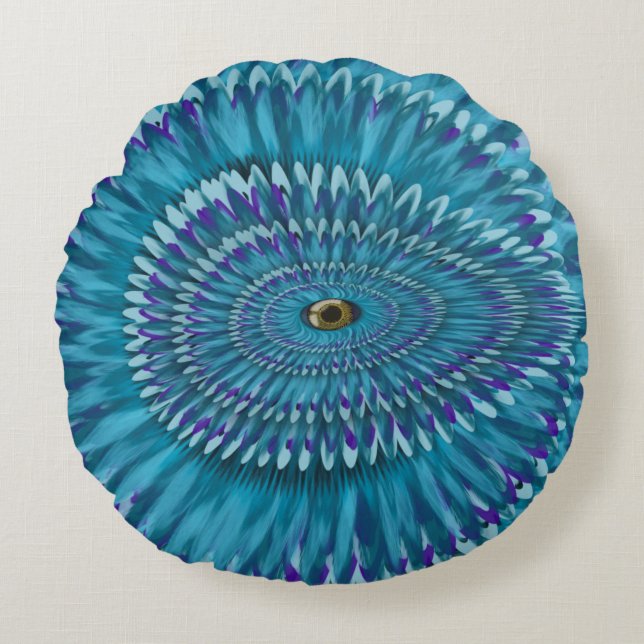 Round Jurassic EYE SEE YOU doodle  Rundes Kissen (Vorderseite)