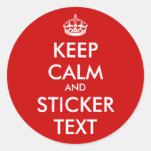 Round KeepCalm Stickers | Personalisierbar (Vorderseite)