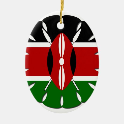 Round Kenyan Motif: Ein nationales Symbol Keramik Ornament (Vorne)
