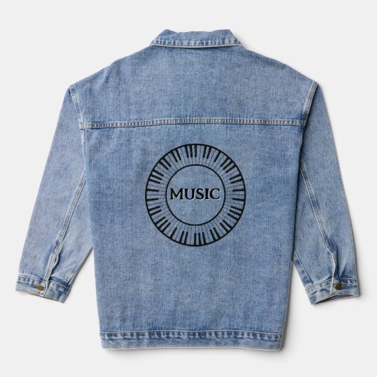 Round Keyboard Music Design Denim Jacket Jeansjacke (Rückseite)