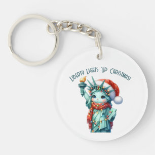 🔑 Round Keychain - Liberty Lights Up Christmas! Schlüsselanhänger