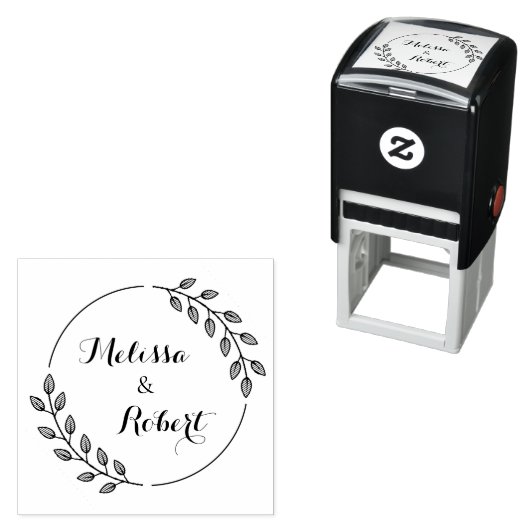 Round Leaves Wreath Custom Names Permastempel (Beispiel)