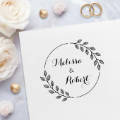 Round Leaves Wreath Custom Names Permastempel