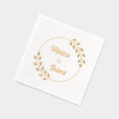 Round Leaves Wreath Custom Names Wedding V2 Servietten Mit Folie (Links)