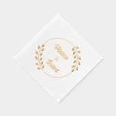 Round Leaves Wreath Custom Names Wedding V2 Servietten Mit Folie (Rechts)