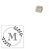 Round Leaves Wreath Monogram Initial 1x1 Gummistempel (Stempel)