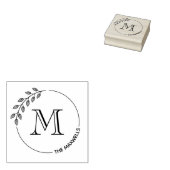 Round Leaves Wreath Monogram Initial Family Name Gummistempel (Stempel)