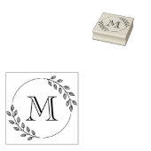 Round Leaves Wreath Monogram Initial Gummistempel (Stempel)