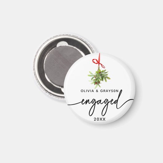 Round Mistletoe Engaged Magnet Keepsake (Vorderseite/Rückseite)