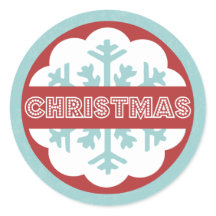 Round Modern Blue Merry Little Christmas