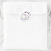 Round Moon Bunny - Dreamy Pastel Orbit Kawaii Art Runder Aufkleber (Tasche)