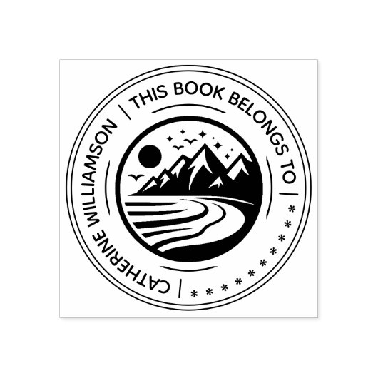 Round Mountain Sketch Dieses Buch gehört Gummistempel (Prägung)