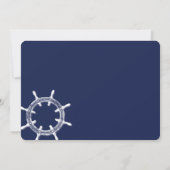 Round Nautical Navy Blue Wedding Wheel Einladung (Rückseite)