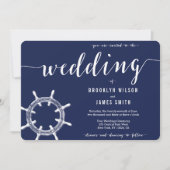 Round Nautical Navy Blue Wedding Wheel Einladung (Vorderseite)