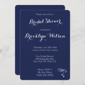 Round Navy Blue Brautparty lädt mit Herz ein Einladung (Vorne/Hinten)